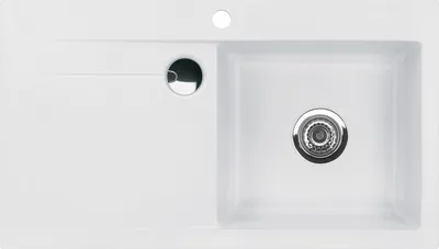 Produktbild von Spüle KeraDomo STEMA 90 in SATIN Becken rechts mit Handbetätigung