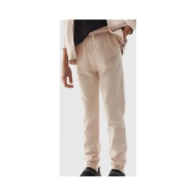 Produktbild von Beige Hosen aus Baumwolle mit elastischen Bündchen und Kordelzug, ungefüttert, Größe 122-164