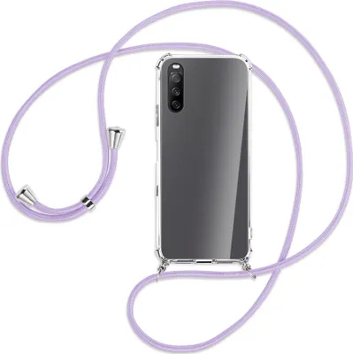 Produktbild von Handykette Backcover-Schutzhülle mit Band (Metall silberfarben) für Sony Xperia 10 III - violett