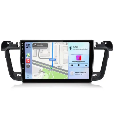 Immagine prodotto di Autoradio Hexinex da 9 pollici con CarPlay, 4GB di RAM e 64GB di memoria, compatibile con Peugeot 508 (2011-2018), dotato di GPS, navigatore, Wi-Fi, Bluetooth, controllo comandi al volante (SWC), sintonizzatore FM/RDS e connessione USB, formato 2DIN