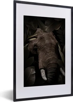Produktbild von MuchoWow® MuchoWow® Gerahmtes Poster Elefant - Dschungel - Pflanzen 40x60 cm - Poster mit zchwarzem Bilderrahmen - Poster in Rahmen