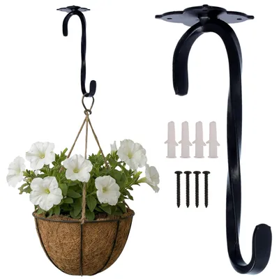 Produktbild von Schwarzer Deckenhalter für Blumentöpfe, Metallhalterung, stabiler Haken 21 cm