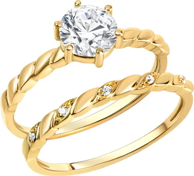 Produktbild von Zeeme Silber Ring 925/- Sterling Silber gelb 054 (17,2) Zirkonia weiß 360272030-1