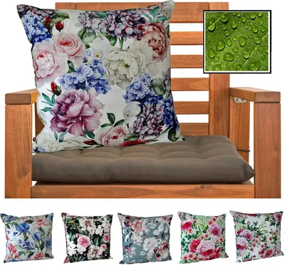 Produktbild von heimtexland ® Outdoor Dekokissen Gefüllt LOTUS EFFEKT Wasserabweisend 45x45 Blumen Deko Gartenkissen Outdoorkissen Typ675 05 Grün