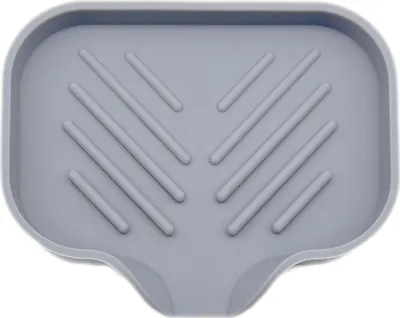 Produktbild von Abtropfmatte aus Silikon, vielseitig verwendbar, rutschfest, mit Abflussrohr, leicht zu reinigen, auslaufsicher, Organizer für Küchenarbeitsplatten, Spülbecken, Schwammhalter, Badezimmer-Seifenschale
