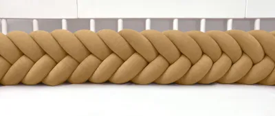 Produktbild von Bettschlange 400 cm Ocker – geflochtene Bettumrandung fürs Babybett, Velours, Modell MAXIBRAID | Letino