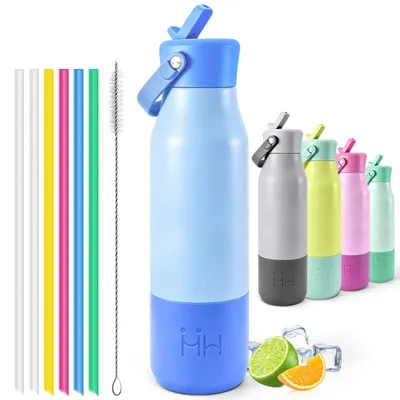 Produktbild von Edelstahl Trinkflasche 900ml mit Silikon-Griff, doppelwandig, auslaufsicher