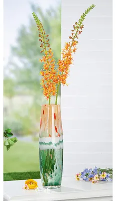 Obrázek produktu pro Gilde Glasart, váza, "Watermelon", kropenaté sklo, zelená, oranžová,Polyuretan1, v. 40 cm, hl. 10 cm 58274
