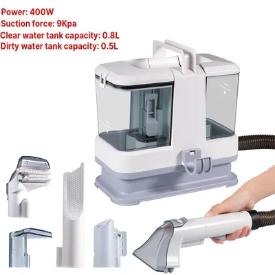 Immagine prodotto di Aspirapolvere portatile per tappeti – Aspirapolvere compatto per uso umido e secco – 400 W – 9 kPa – Ideale per divani, tappeti e sedili auto – Elimina gli acari