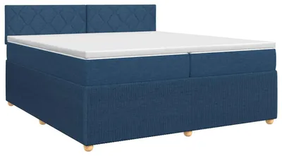 Obrázok produktu pre vidaXL Box spring posteľ s matracom s čelom modrá 200 x 200 cm látka