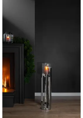 Produktbild von MANIAC Säule/Windlicht - H.87,5cm x D.17cm - silber - Edelstahl /Glas