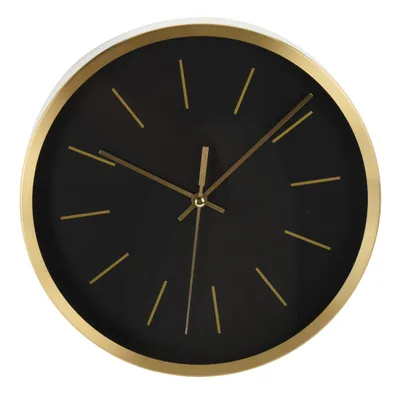Obrázok produktu pre Okrúhle nástenné hodiny čierno-zlaté 25 cm