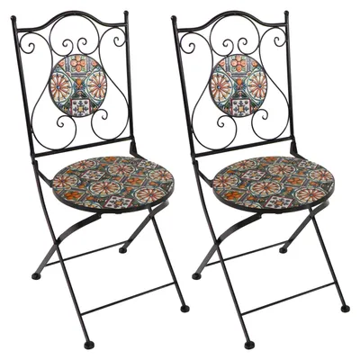 Immagine prodotto di AXI Amélie 2 sedie da bistrot, pieghevoli, mosaico, Casa del Sol | Sedute in stile bistrot, sedie da giardino per esterni/balcone/terrazza - 38,5 x 45 x 90 cm