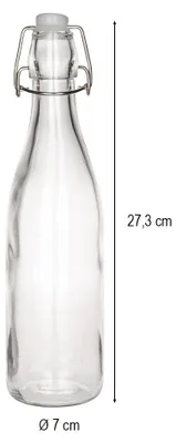 Glazen fles met beugelsluiting, 520 ml, rund, transparent