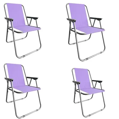 Produktbild von Campingstuhl Anglersessel Gartenstuhl Sessel mit Armlehne violett 4er Set