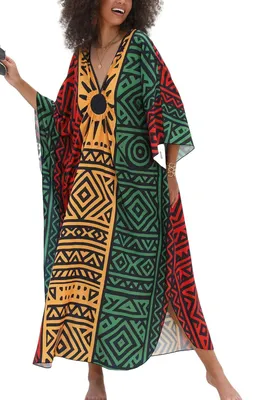 Obrázek produktu pro Boho maxi šaty s dlouhými rukávy, ideální na pláž i do volného času