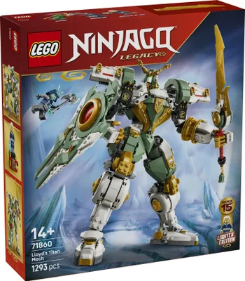 Productafbeelding van LEGO NINJAGO, 15-jarig jubileum: Lloyds Titan-Mech - Ninja actie speelgoed met een verzamelbare minifiguur, schild en zwaard - een nostalgisch cadeau voor jongens vanaf 14 jaar en volwassen fans - 71860