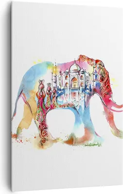 Produktbild von Bild auf Leinwand - Leinwandbild - Einteilig - Elefant Indien ethnisch Kultur - 80x120cm - Wand Bild - Wandbilder - Leinwanddruck - Wanddekoration - Leinwand bilder - Wandbild - PA80x120-3037