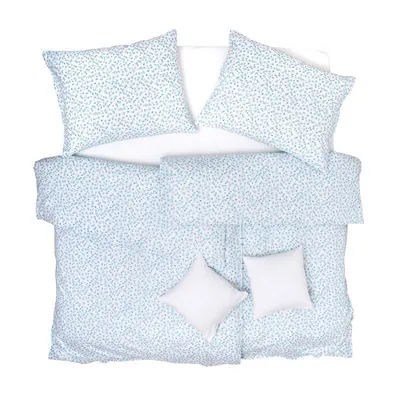 Produktbild von SCANquilt povlečení KREP kvítka bílomodrá 100% bavlna 140 x 200/70 x 90 cm