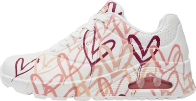 Produktbild von Skechers Uno Spread the Love Damen Sneaker, Weiß, Größe 39, Skech-Air Luftkissen-Dämpfung, Kunstleder, James Goldcrown Lovewall Herzmotiv Print