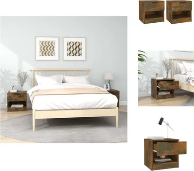 Image de vidaXL Tables de chevet 2 pcs. Chêne fumé bois composite - Tables de chevet