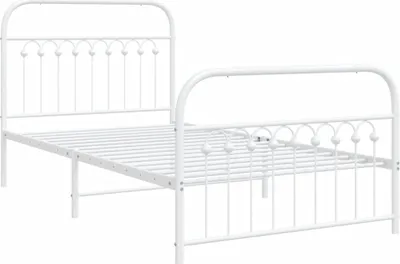 Produktbild von Bettgestell mit Kopf- und Fußteil Metall Weiß 100x190 cm