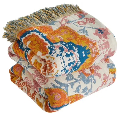 Obrázek produktu pro Bavlněná deka s kostkovaným vzorem, rozměry 200 x 230 cm, oboustranná, s frędzlemi, v bohémském stylu, vhodná na pohovku i postel