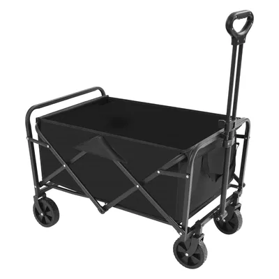 Produktbild von 90kg Bollerwagen Einstellbar Faltbar Wagen Handwagen Schwarz für Outdoor Camping Picknick