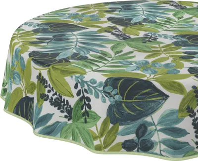 Produktbild von Tischdecke Botanik Tropik Grüntöne Rund 140cm Band Wasserabweisend abwaschbar
