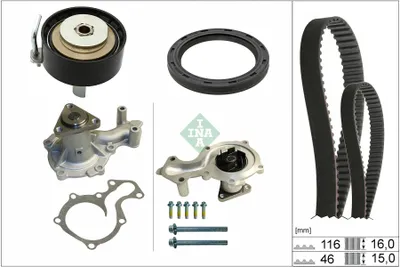 Produktbild von INA 530 0960 30 Zahnriemensatz + Wasserpumpe für FORD Fiesta Mk6 Schrägheck (JA8, JR8) FOCUS III Turnier FOCUS III C-Max II (DXA/CB7, DXA/CEU)
