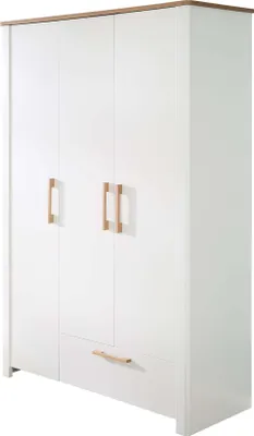 Immagine prodotto di armadio roba 'Ava' a 3 ante in bianco, con pannello superiore in 'rovere Artisan', HxLxP: 200 x 138,5 x 54 cm