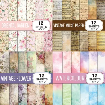 Obrázek produktu pro Albumový papír, 48 listů, 15,2 x 15,2 cm, 4 motivy, vhodný pro tvoření a scrapbooking