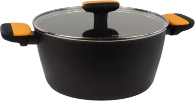 Kochtopf 24 cm mit Deckel, Antihaft, geschmiedetes Aluminium, Silikongriffe