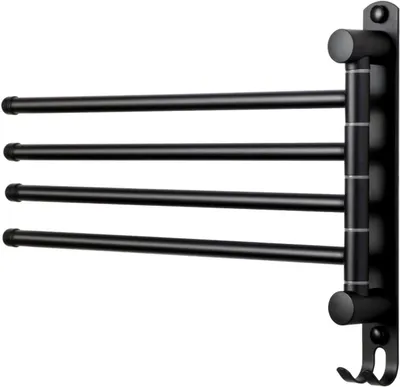 Immagine prodotto di Portasciugamani girevole - Barra per asciugamani - Organizzazione del bagno - Quattro bracci girevoli - 32 cm - Nero