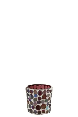 Image de J-Line J-Line Porte-bougies Mosaïque - Verre - Rouge/Blanc - Petit - Ø 6 Cm