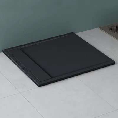 Produktbild von Mai & Mai Duschwanne 90x100x3cm Duschtasse aus Mineralguss Mineralgusswann inkl. Ablaufgarnitur06 Anthrazit Matt Rechteckig DIN-Anschlüsse Geoma10