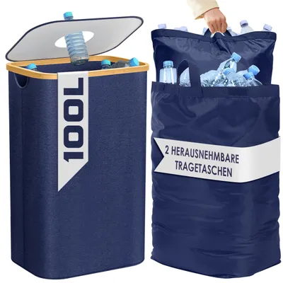 Produktbild von Pfandbehälter für 100-Liter-Flaschen mit 2 Tragetaschen (blau)