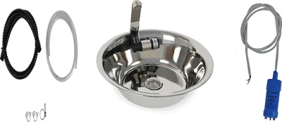 Immagine prodotto di Lavandino fai da te per camper in acciaio inox lavello campeggio caravan integrato + scarico 28 cm rotondo + pompa + accessori (ad-ideen)