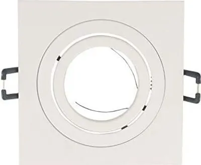 Zdjęcie produktu dla Reflektor wpuszczany GU10 Ø75-85mm otwór aluminiowy z gniazdem GU5.3 do żarówek LED 50mm żarówki LED biały szczotkowany kątowy