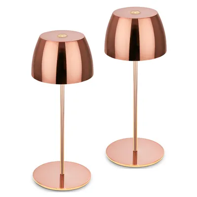 Produktbild von Briloner Serina Mini Mini LED Tischlampe kabellos IP44, 2er Set, Dimmbar, Touch, Spritzwasserschutz, Kabellos, Kupferfarbig, Ø8 x 20 cm, KI-generiertes Bild