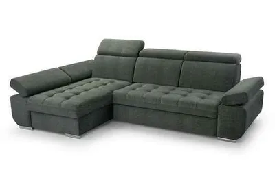 Produktbild von BEAUTYSOFA Ecksofa mit Schlaffunktion BIANCA, Ottomane Links, L-Form, Farbe: Grün (Vogue11)