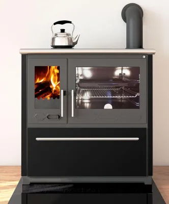 Produktbild von Plamen 850 Glas N – Schwarzer Holzherd (rechte Ausführung)