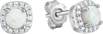 Zdjęcie produktu dla Kolczyki na sztyft 925/- srebro próby 925, 0,7 cm, biały opal syntetyczny 358220843