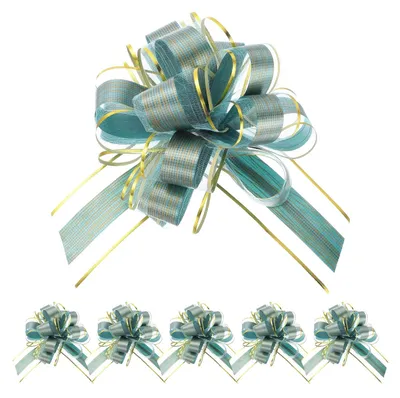 Produktbild von Ziehschleifen - 6 Stück - Für Geschenkverpackungen und Dekoration - Dunkelgrün - 20 cm
