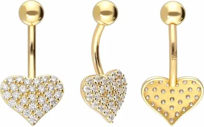 Produktbild von Bauchnabelpiercing 18 Karat Gold Bananabell MOISSANIT-HERZ Gold 18 Karat