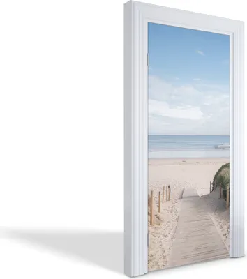 Produktbild von Türdeko Aufkleber Selbstklebende Wandsticker Personalisiert - Weg zum Strand - 95 x 205 cm