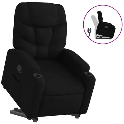 Produktbild von Relaxsessel mit Aufstehhilfe Schwarz Stoff