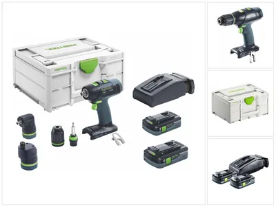 Produktbild von Festool T 18+3 HPC 4,0 I-Set Akku Bohrschrauber 18 V 50 Nm Brushless ( 576989 ) + 2x Akku 4,0 Ah + Ladegerät + Exzentervorsatz + Winkelvorsatz + Systainer