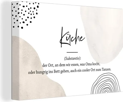 Produktbild von OneMillionCanvasses® - Leinwandbilder - 150x100 cm, Küche - Sprichwörter - Zitate - Wörterbuch - Definition Küche, Wandbilder Kunstdruck Wanddekoration - Foto auf Leinwand - Gemälde
