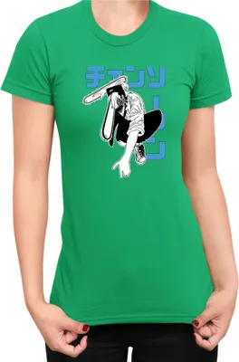 Produktbild von Damen T-Shirt Manga Japan Anime Comics Animation Chainsaw Anime manga Man 06, Lady XL / Grün
